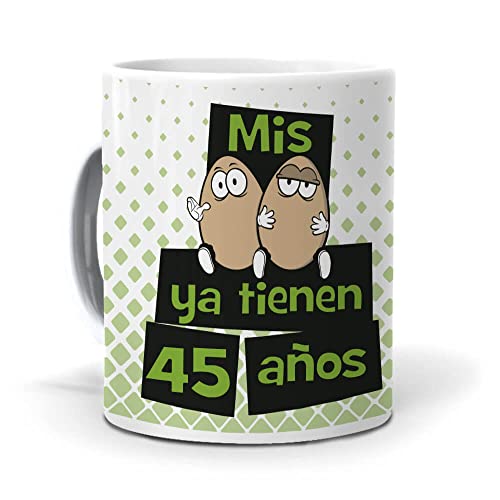 Comprar Navidad Taza "Mis huevos ya tienen 45 años" Rebajas 2023 | regaloscumple.com