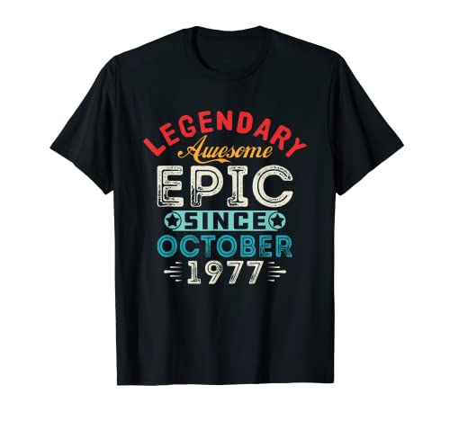 Consigue ahora Octubre 1977 Fiesta cumpleaños Regalos Ideas para regalar vintage para 42 años Camiseta Ofertas 2024 | regaloscumple.com