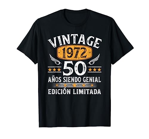 Comprar 50 Años Cumpleaños Hombre Mujer Ideas para regalar Vintage 1972 Nacido En 1972 Camiseta Ofertas 2023 | regaloscumple.com