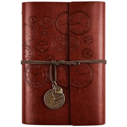 Consigue ahora Asten Cuaderno cuero diario recargable diario encuadernado en espiral vintage diario viaje para escribir Promoción con papel rayado regalo para niñas y niños A6 18x13cm Marrón Top Precio 2024 | regaloscumple.com