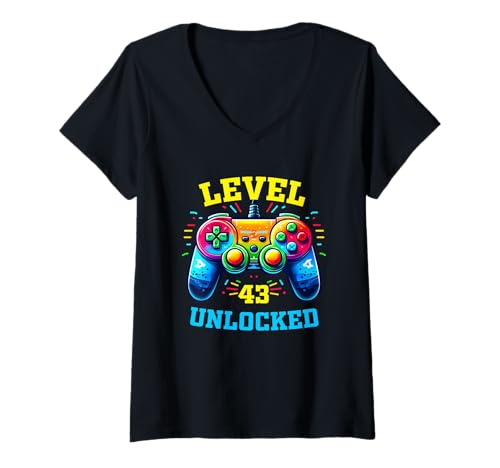 Comprar Mujer Vintage 43 cumpleaños gamer 43 años regalos 43 cumpleaños Camiseta Cuello Ideas para regalar V Rebajas 2025 | regaloscumple.com