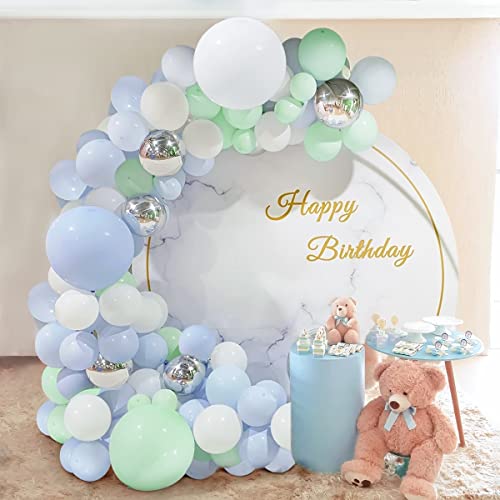 Comprar Teselife Kit Arco Globo Azul Verde Menta Blancos 102 Piezas Kit Guirnalda Globos Azul Macaron con Globos Lámina Plateados 4D para BlackFriday Cumpleaños Fiesta Niño Boda Aniversario Baby Shower Decoración Fondo Ofertas 2023 | regaloscumple.com