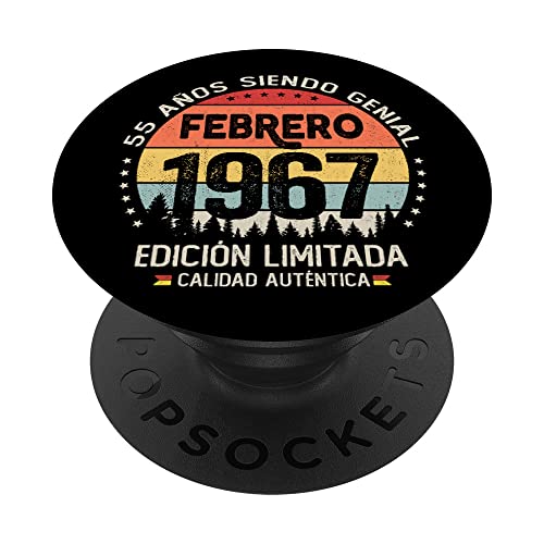 Comprar Regalo 55 años Cumpleaños Hombre Mujer - Febrero 1967 PopSockets PopGrip Promoción Intercambiable Ofertas 2025 | regaloscumple.com