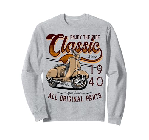 Consigue ahora Motor Scooter Regalos Classic Moped Rider Cumpleaños 1940 Sudadera Ofertas 2024 | regaloscumple.com