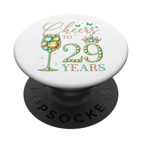 Consigue ahora Cheers To 29 Years 29 Years Old Women Reina del 29 Regalos Cumpleaños PopSockets PopGrip Adhesivo Top Precio 2025 | regaloscumple.com