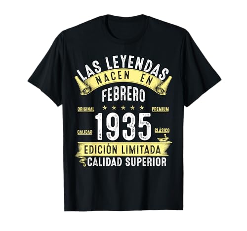 Consigue ahora 90 Años Cumpleaños Ideas para regalar Las Leyendas Nacen En Febrero 1935 Camiseta Rebajas 2025 | regaloscumple.com