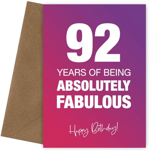 Comprar Fabulosamente divertida tarjeta cumpleaños número 92 para mujer absolutamente fabulosa y celebra 92 años con tarjeta Promoción cumpleaños absolutamente fabulosa 92 Top Precio 2024 | regaloscumple.com