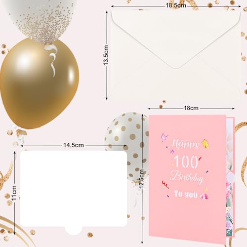 Top Precios Ghope 100 Tarjeta de cumpleaños 3D desplegable para aniversario, tarjeta felicitación con sobre mujeres, madres, esposas, hombres, amigos, románticos, tarjetas