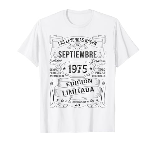 Comprar 49 Años Cumpleaños Hombre Catálogo Las Leyendas Nacen Septiembre 1975 Camiseta Rebajas 2024 | regaloscumple.com