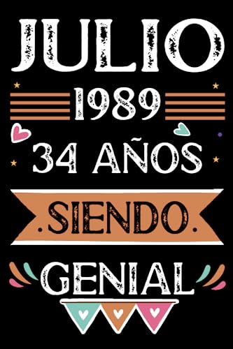 Comprar CUADERNO Julio 1989 34 Años Siendo Genial: Libro visitas Catálogo cuaderno 110 páginas felicitaciones idea regalo regalo Para la esposa novia mujer La madre Rebajas 2025 | regaloscumple.com