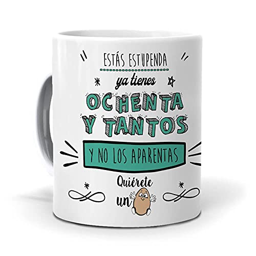 Comprar Mundohuevo Taza Ya Tienes Cumpleaños Ochenta y tantos y no los aparentas. Cerámica AAA - 350 ml. Ofertas 2024 | regaloscumple.com