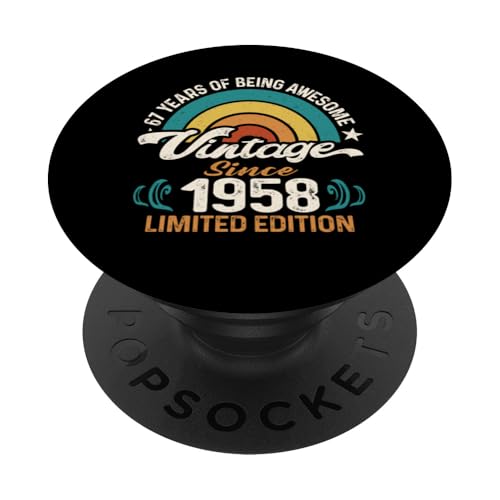 Comprar Retro Sunset 67 Years Of Awesome Ideas para regalar Born 1958 - 67 cumpleaños PopSockets PopGrip Adhesivo Ofertas 2025 | regaloscumple.com