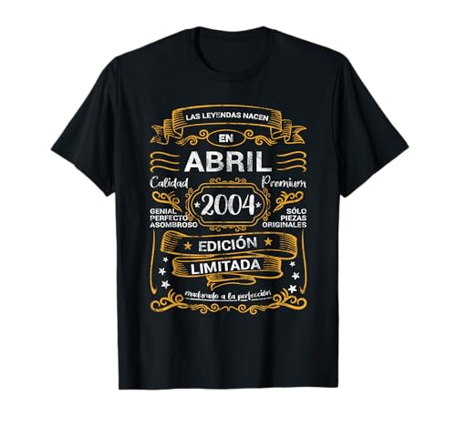 Comprar 20 Cumpleaños Las Leyendas Nacen En Abril 2004 Cumpleaños Camiseta Rebajas 2023 | regaloscumple.com