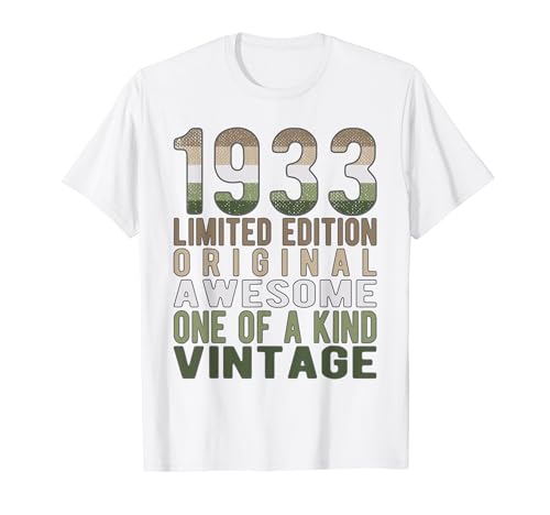 Comprar Edición limitada vintage retro año nacimiento 1933. Camiseta Top Regalos Precio 2024 | regaloscumple.com