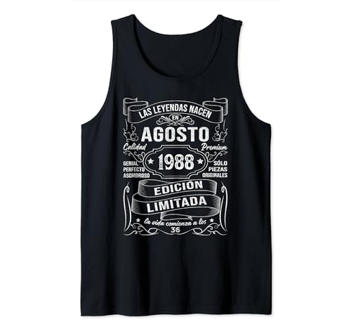 Comprar Las Leyendas Nacen En Agosto 1988 Regalo 36 Años Regalos Cumpleaños Camiseta sin Mangas Rebajas 2024 | regaloscumple.com