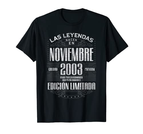 Comprar Las Leyendas Nacen En Noviembre 2003 20 Ideas para regalar Años Cumpleaños Camiseta Top Precio 2024 | regaloscumple.com