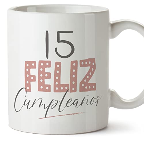 Comprar MUGFFINS Promoción Tazas 15 Cumpleaños - En Español - ¡Feliz Cumpleaños! Rosa - 11 oz / 330 ml - Regalo original y divertido Top Precio 2024 | regaloscumple.com