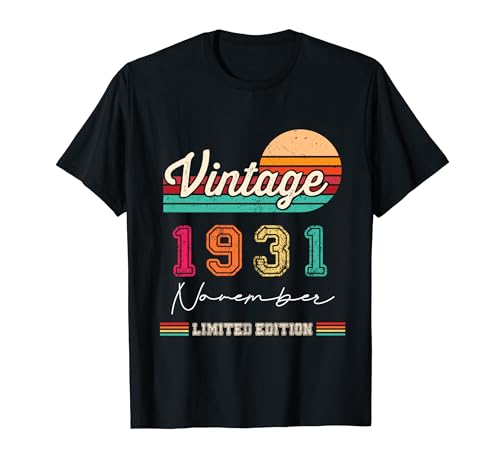Consigue ahora Nacido En Noviembre 1931 Vintage Feliz Cumpleaños 93 Años Camiseta BlackFriday Rebajas 2024 | regaloscumple.com