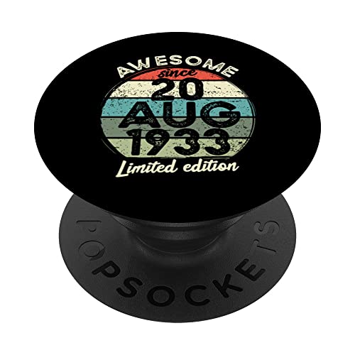 Comprar Camiseta cumpleaños Promoción 90 años 20 agosto 1933 90 cumpleaños PopSockets PopGrip Intercambiable Top Precio 2025 | regaloscumple.com