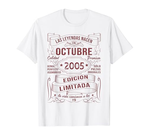 Comprar Las Leyendas Nacen En Navidad Octubre 2005 19 Años Cumpleaños Hombre Camiseta Rebajas 2024 | regaloscumple.com