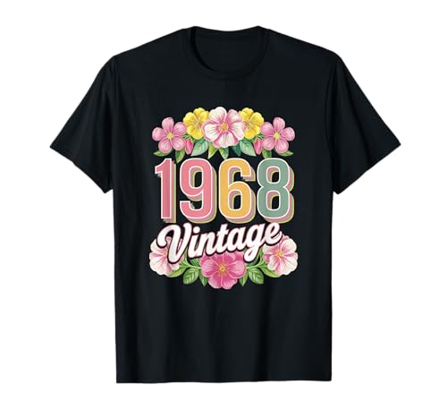 Consigue Promoción ahora Vintage 1968 Retro Born Flowers Cumpleaños Hija Mujeres Camiseta Rebajas 2025 | regaloscumple.com
