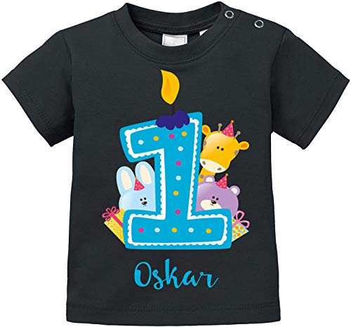 Comprar EZYshirt® Regalo cumpleaños para bebé | Animales bonitos celebran el primer cumpleaños | Promoción Camiseta | 100% algodón orgánico Camiseta para bebé color negro 68 cm/74 cm Top Precio 2024 | regaloscumple.com