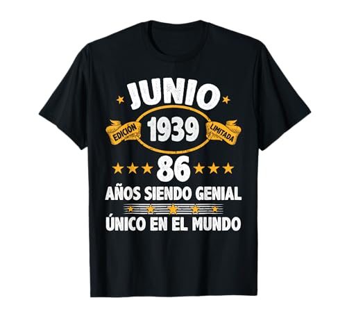 Comprar Junio 1939 BlackFriday 86 Años Hombre Cumpleaños Regalo Junio 1939 Camiseta Rebajas 2025 | regaloscumple.com
