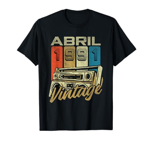 Consigue ahora Abril BlackFriday 1991 Vintage - 34 Años Regalo Cumpleaños Hombre Camiseta Ofertas 2025 | regaloscumple.com