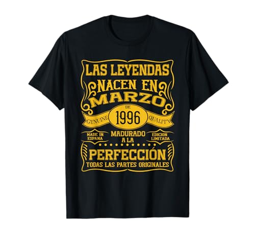 Consigue ahora 29 años Ideas para regalar Cumpleaños Las Leyendas nacen en Marzo 1996 Camiseta Ofertas 2025 | regaloscumple.com