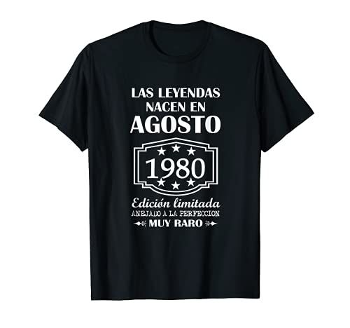 Consigue ahora Las Leyendas nacen en Catálogo agosto 1980 41º cumpleaños 41 años Camiseta Ofertas 2024 | regaloscumple.com