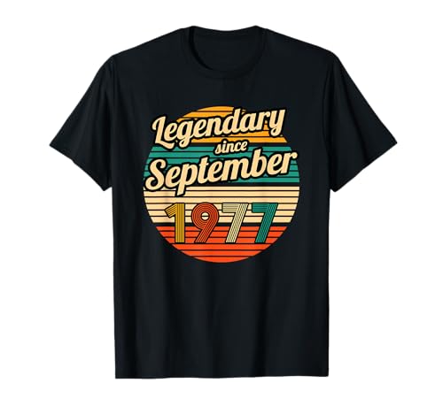 Consigue ahora Legendario desde septiembre 1977 47 cumpleaños Hombres Catálogo Camiseta Top Precio 2024 | regaloscumple.com