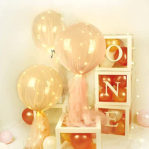 Top Precios Decoraciones para el primer primer cumpleaños para niño niña  3 cajas   globos transparentes blancos con una letra  bloques   globos para el telón   fondo del primer cumpleaños