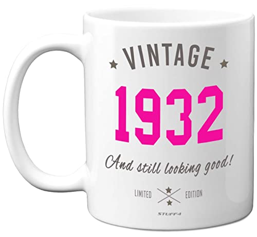 Consigue ahora Stuff4 Taza Navidad vintage 1932 regalos cumpleaños 1932 para mujeres regalos cumpleaños 91 para mujeres taza cumpleaños 91 para mujeres tazas Navidad cerámica 91 aptas para Ofertas 2024 | regaloscumple.com