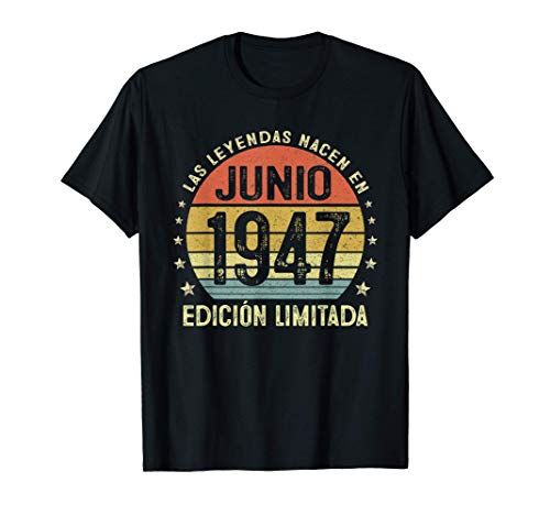Comprar Cumpleaños Leyendas Junio 1947 Regalo Hombre Mujer 74 Años Cumpleaños Camiseta Top Precio 2024 | regaloscumple.com