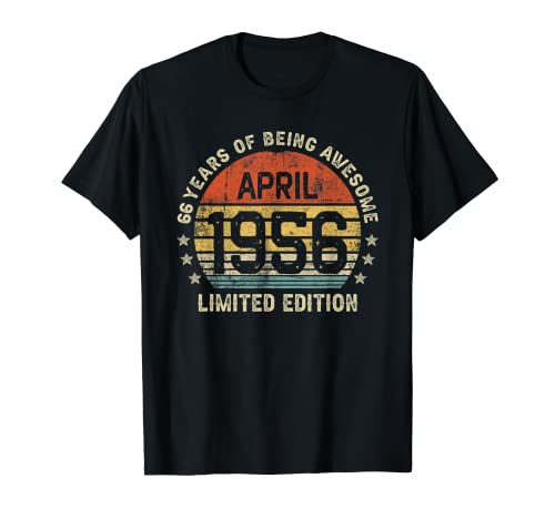 Consigue ahora 66 Años Regalos Cumpleaños Regalo Abril 1956 Divertido Mujer Hombre Camiseta Ofertas 2025 | regaloscumple.com