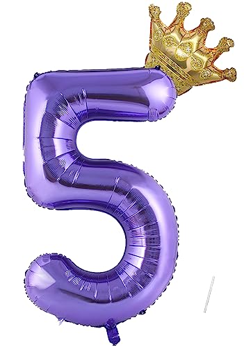 Comprar Foil Globo Numero 5 VUCDXOP 101 CM Violeta Globo cumpleaños 5 con Corona globos helio número 5 Decoracion 5 Promoción Cumpleaños Niños Globos Numeros Gigantes para Fiestas Vuelan con Helio Ofertas 2025 | regaloscumple.com