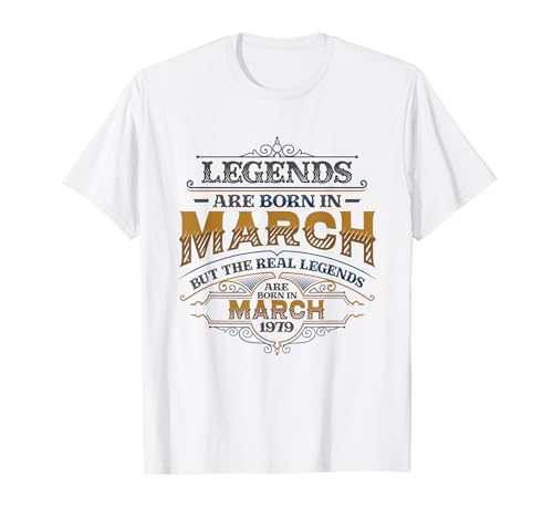 Comprar Las leyendas nacen en marzo Ideas para regalar 1979 Cumpleaños para hombres Camiseta Top Precio 2024 | regaloscumple.com