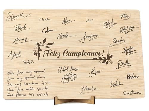 Oferta CONTRAXT cumpleaños madera. original firmas hombre mujer compañeros (Feliz