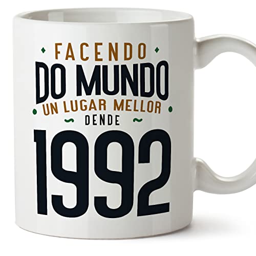 Comprar MUGFFINS Tazas 1992 Cumpleaños - En Gallego - Facendo do Mundo un Lugar Mellor - 11 oz / 330 Promoción ml - Regalo original y divertido Top Precio 2024 | regaloscumple.com
