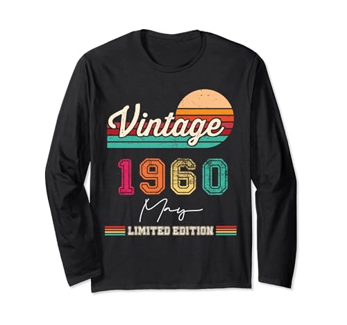 Comprar Catálogo Nacido En Mayo 1960 Vintage Feliz Cumpleaños 64 Años Manga Larga Rebajas 2024 | regaloscumple.com