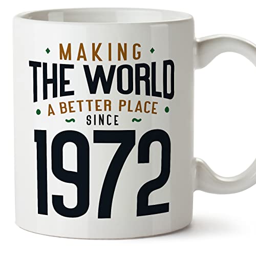 Comprar MUGFFINS Tazas 1972 Cumpleaños - En Inglés - Making the World a Better Place - 11 oz / 330 ml - Regalo original BlackFriday y divertido Top Precio 2024 | regaloscumple.com