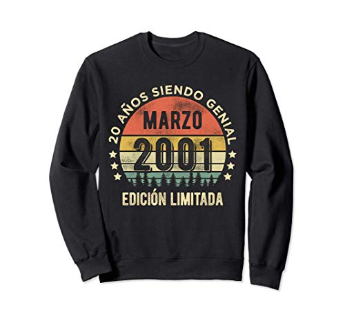 Consigue ahora Vintage Marzo 2001 20 años Regalos 20 BlackFriday cumpleaños Sudadera Ofertas 2025 | regaloscumple.com