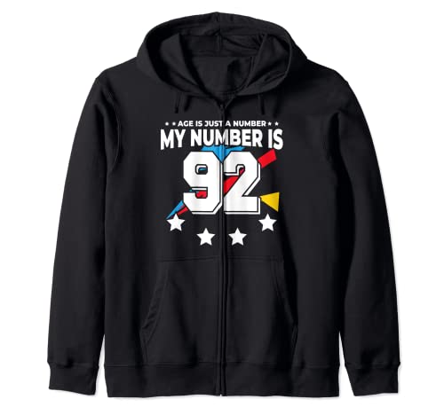 Comprar Age Is Just Number - Deportes 92 años edad divertido cumpleaños 92 Sudadera con Capucha Cumpleaños Ofertas 2025 | regaloscumple.com