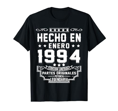 Consigue ahora Hecho En Enero 1994 Partes Originales Cumpleaños Cumpleaños 30 Años Camiseta Rebajas 2024 | regaloscumple.com
