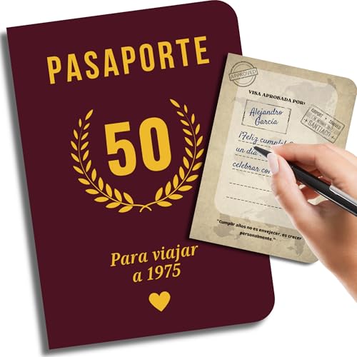 Oferta EQUIK Tarjeta 50 | cumpleaños 50 mujer Libro 50 Libro 50 | 1975 Pasaporte a