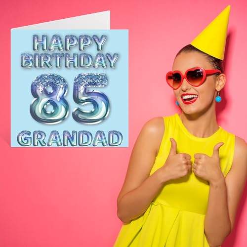 Comprar ahora Tarjeta de cumpleaños número 85 para abuelo globos de fiesta