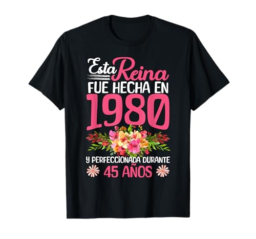 Consigue ahora 45 Años Regalo Cumpleaños Regalos Mujer Hecha En 1980 45 Años Camiseta Rebajas 2025 | regaloscumple.com