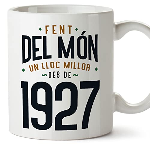 Consigue ahora MUGFFINS Tazas 1927 Cumpleaños - En Catalán - Cumpleaños Fent del Món un Lloc Millor - 11 oz / 330 ml - Regalo original y divertido Top Precio 2024 | regaloscumple.com