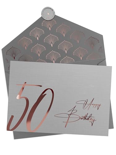 Consigue ahora JoliCoon Tarjeta 50 cumpleaños - Happy Birthday Regalos 50 - Tarjeta felicitacion 50 cumpleaños con sobre y un sello cera Top Precio 2024 | regaloscumple.com
