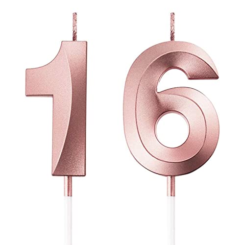 Consigue ahora Vela del 16 Aniversario Velas Ideas para regalar Cumpleaños Oro Rosa Velas Cumpleaños Número 16 Vela en Forma Adecuado para Cumpleaños Aniversarios Bodas y Fiestas Top Precio 2025 | regaloscumple.com
